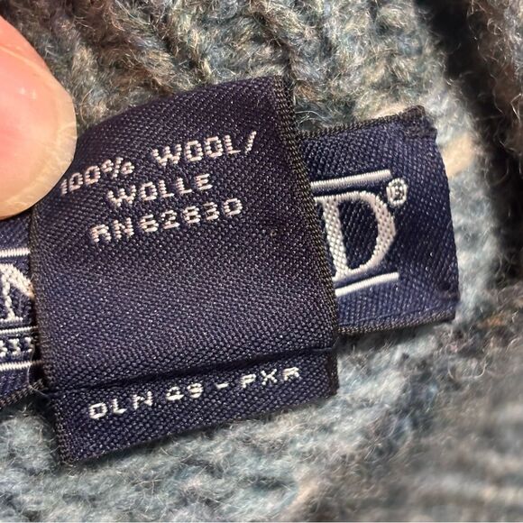 Lands' End | Women's Fair Isle Blue and Green Wool Turtleneck Sweater Size S - Picture 14 of 16
